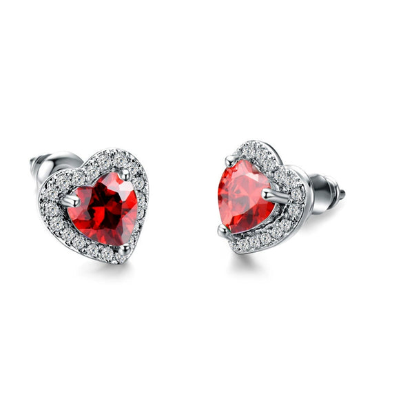 Wholesale Women's Cute Heartshaped Copper Zircon Stud Earrings