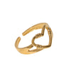 Wholesale Women's Cute Heartshaped Electroplated Stainless Steel Open Ring