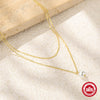 Wholesale Women's Daily Elegant Double Layer Stacked Basic Chain Pearl Necklace In 925 Sterling Silver With Geometric Styling And Electroplating Treatment