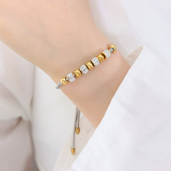 Wholesale Women's Devil's Eye Titanium Steel Bracelet With Geometric Design And Inlaid Zircon Electroplating