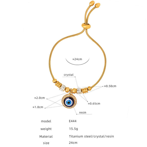 Wholesale Women's Devil's Eye Titanium Steel Bracelet With Geometric Design And Inlaid Zircon Electroplating