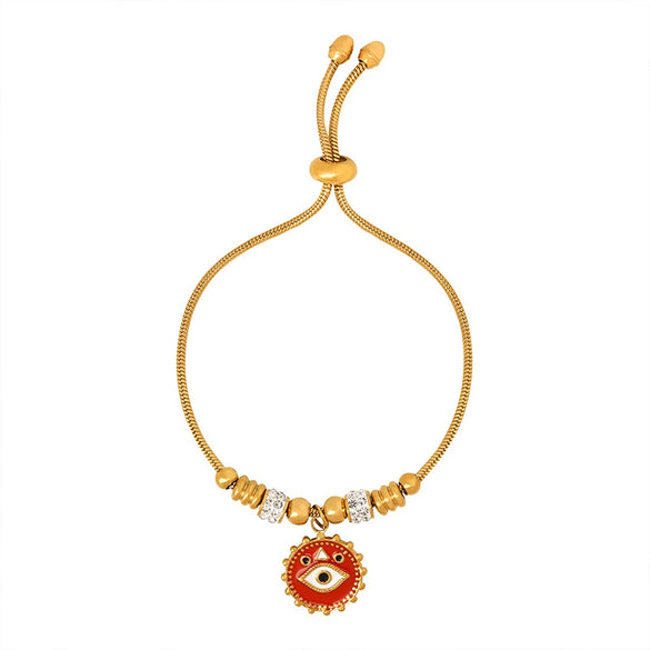 Wholesale Women's Devil's Eye Titanium Steel Bracelet With Geometric Design And Inlaid Zircon Electroplating