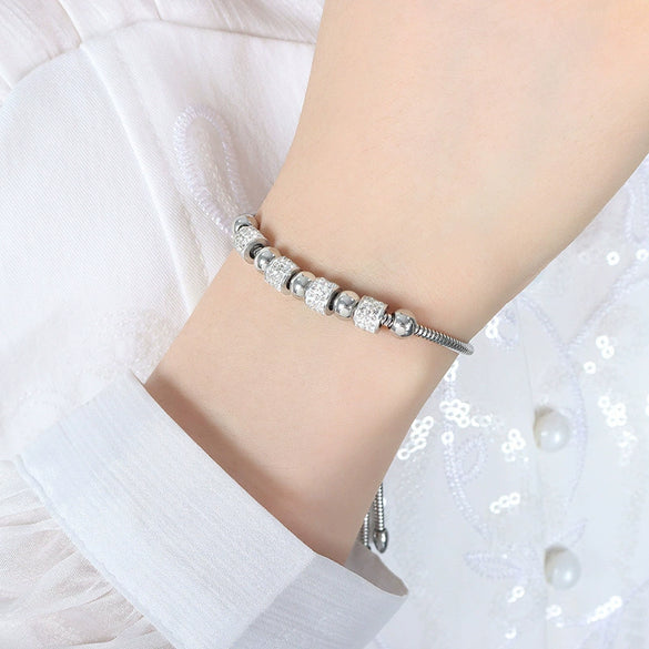 Wholesale Women's Devil's Eye Titanium Steel Bracelet With Geometric Design And Inlaid Zircon Electroplating