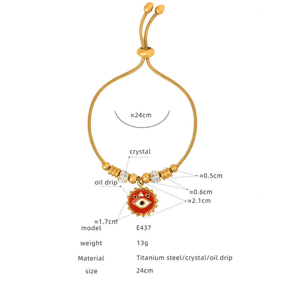 Wholesale Women's Devil's Eye Titanium Steel Bracelet With Geometric Design And Inlaid Zircon Electroplating