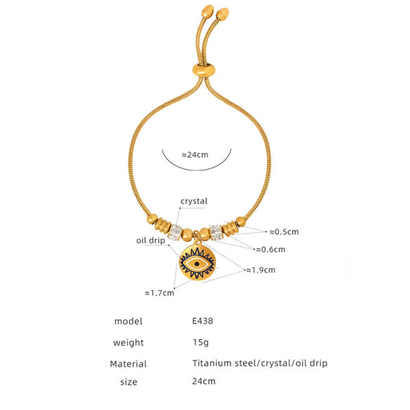 Wholesale Women's Devil's Eye Titanium Steel Bracelet With Geometric Design And Inlaid Zircon Electroplating
