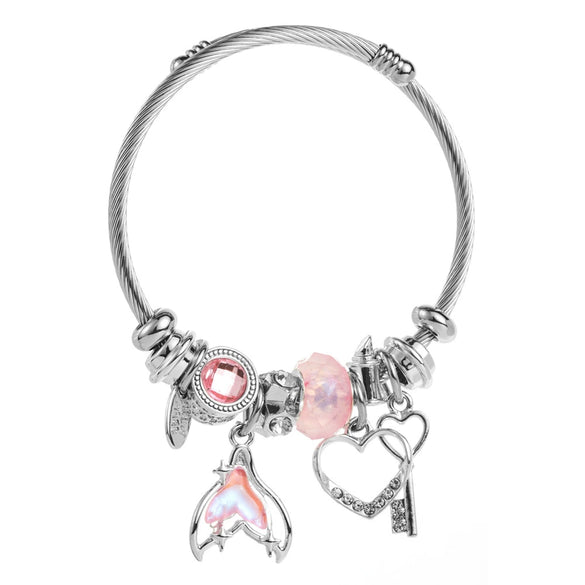 Wholesale Women's Diamond Elegant Fishtail Love Pendant Bracelet Made Of Alloy Stainless Steel