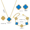 Wholesale Women's Diamond Geometric Versatile Fourleaf Flower Bracelet And Necklace Set In Titanium Steel With Vacuum Plating