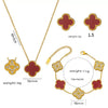 Wholesale Women's Diamond Geometric Versatile Fourleaf Flower Bracelet And Necklace Set In Titanium Steel With Vacuum Plating