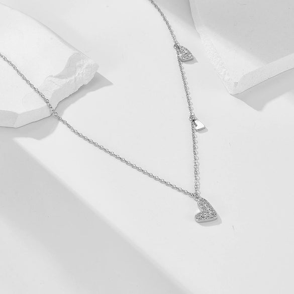 Wholesale Women's Diamond Heartshaped 925 Silver Cross Chain Necklace