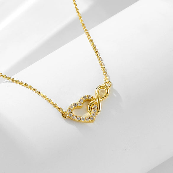 Wholesale Women's Diamond Inlaid 925 Silver Heartshaped Cross Chain Necklace