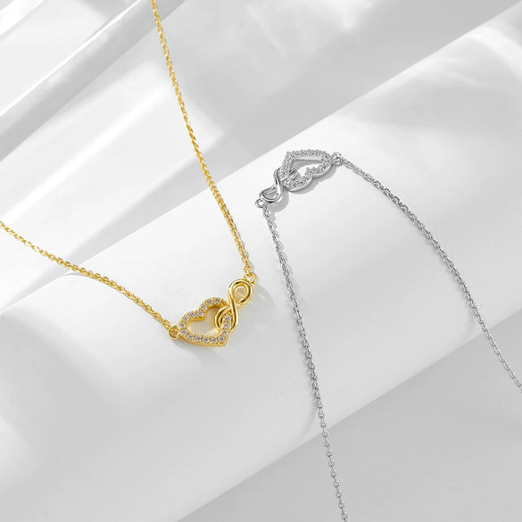 Wholesale Women's Diamond Inlaid 925 Silver Heartshaped Cross Chain Necklace