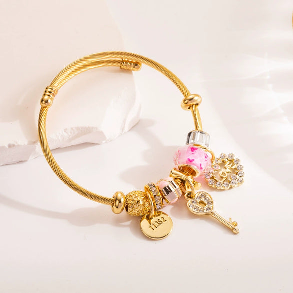 Wholesale Women's Diamond Inlaid Ushaped Titanium Steel Bracelet