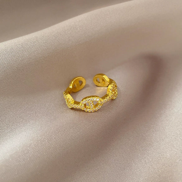 Wholesale Women's Diamond Pig Nose Open Ring With Crown Pattern Made Of Brass And Cartoon Style