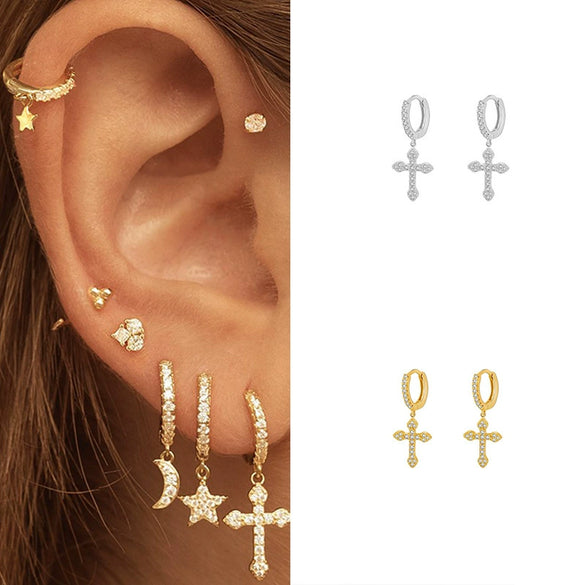 Wholesale Women's Diamond Zircon Cross Earrings