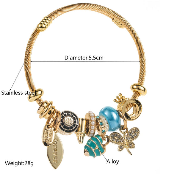 Wholesale Women's Diamondencrusted Geometric Butterfly Adjustable Bracelet Made Of Alloy Pearl And Stainless Steel