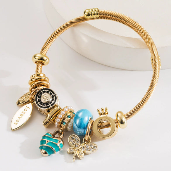 Wholesale Women's Diamondencrusted Geometric Butterfly Adjustable Bracelet Made Of Alloy Pearl And Stainless Steel