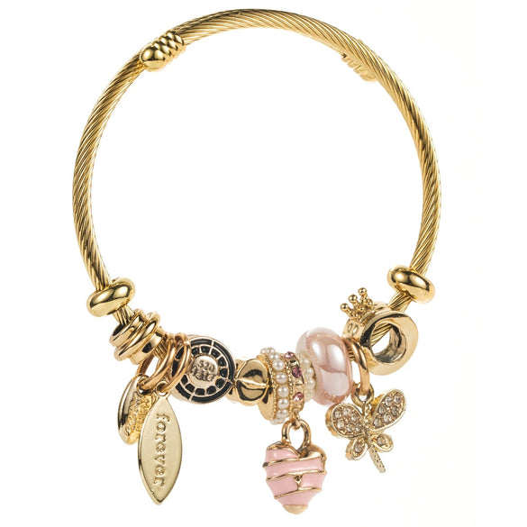 Wholesale Women's Diamondencrusted Geometric Butterfly Adjustable Bracelet Made Of Alloy Pearl And Stainless Steel