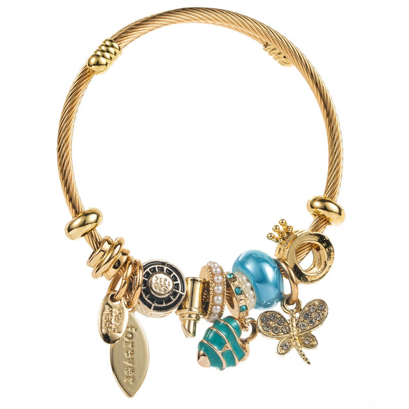 Wholesale Women's Diamondencrusted Geometric Butterfly Adjustable Bracelet Made Of Alloy Pearl And Stainless Steel