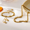 Wholesale Women's Diamondencrusted Love Jewelry Set Stainless Steel Cuban Chain Electroplated Bracelet Necklace Earrings Accessories