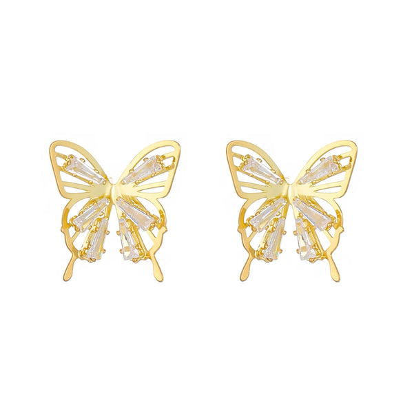 Wholesale Women's Diecast Electroplated Animal Butterfly Asymmetric Earrings