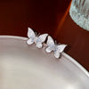 Wholesale Women's Diecast Silver Needle Blue Crystal Flower Pearl Earrings With Diamond Design And High Sense Style