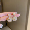 Wholesale Women's Diecast Silver Needle Blue Crystal Flower Pearl Earrings With Diamond Design And High Sense Style