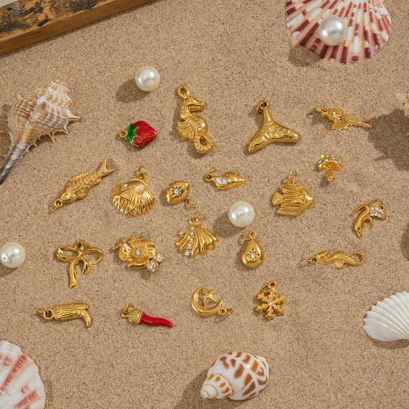 Wholesale Women's Diy Jewelry Pendant Ocean Style Seahorse Koi Conch Stainless Steel Electroplated Waterproof And Non Fading With Animal Patterns
