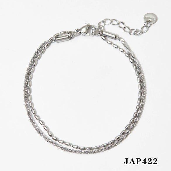 Wholesale Women's Double Chain Anklet Necklace Bracelet Suit With Cauliflower Chain And Rice Bead Chain Stainless Steel Electroplating Niche Geometric Joker Design