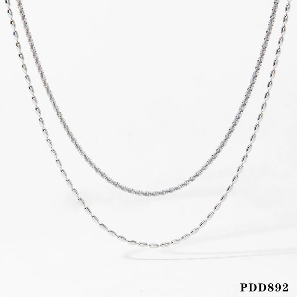 Wholesale Women's Double Chain Anklet Necklace Bracelet Suit With Cauliflower Chain And Rice Bead Chain Stainless Steel Electroplating Niche Geometric Joker Design