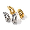 Wholesale Women's Double Hollow C Shaped Stainless Steel Geometric Earrings With Electroplating