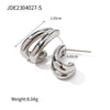 Wholesale Women's Double Hollow C Shaped Stainless Steel Geometric Earrings With Electroplating