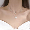 Wholesale Women's Double Layer Butterfly Sterling Silver Collarbone Necklace With Simple Elegant Niche Design And Fairy Style Cross Chain Diamond Designed Animal Patterned