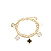 Wholesale Women's Double Layer Four Leaf Flower Titanium Steel Bracelet With Black And White Shellfish Design Electroplated For Fashion And Classic All Match