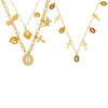 Wholesale Women's Double Layer Geometric Stainless Steel 18K Gold Plated Pendant Necklace With 5A Zircon