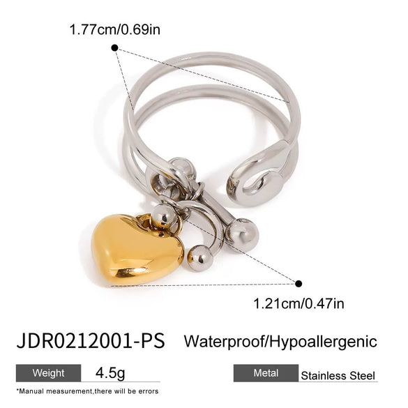 Wholesale Women's Double Layer Hollow Adjustable Opening Ring Stainless Steel Geometric Style Gold And Silver Color Matched With Electroplating