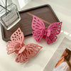 Wholesale Women's Double Layer Hollow Butterfly Hairpin With Shark Clip Plastic And Resin Handmade Headdress