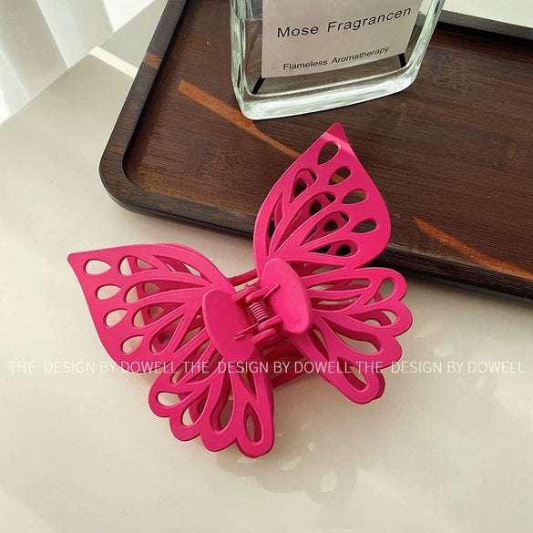 Wholesale Women's Double Layer Hollow Butterfly Hairpin With Shark Clip Plastic And Resin Handmade Headdress