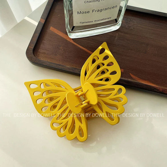 Wholesale Women's Double Layer Hollow Butterfly Hairpin With Shark Clip Plastic And Resin Handmade Headdress