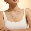 Wholesale Women's Double Layer Laminated Stainless Steel And Titanium Steel Geometric Necklace With Electroplating Design