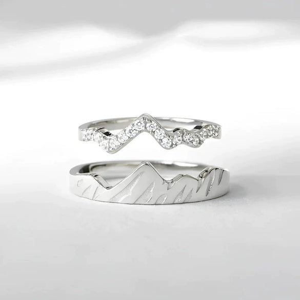 Wholesale Women's Double Layer Mountain Overlapped Zircon Ring 925 Sterling Silver Geometric Electroplated