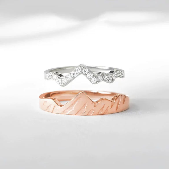Wholesale Women's Double Layer Mountain Overlapped Zircon Ring 925 Sterling Silver Geometric Electroplated