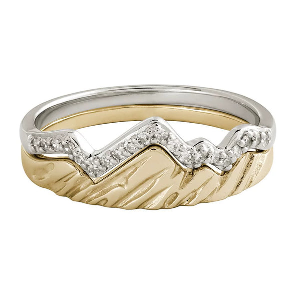 Wholesale Women's Double Layer Mountain Overlapped Zircon Ring 925 Sterling Silver Geometric Electroplated