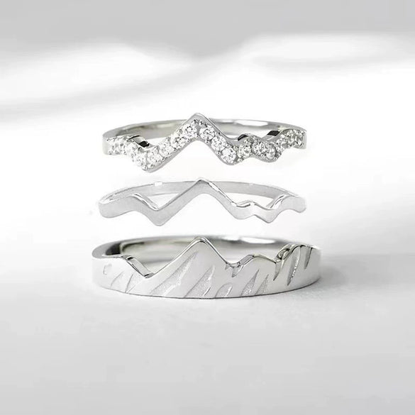 Wholesale Women's Double Layer Mountain Overlapped Zircon Ring 925 Sterling Silver Geometric Electroplated