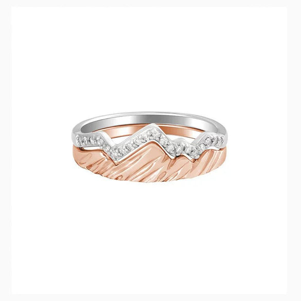 Wholesale Women's Double Layer Mountain Overlapped Zircon Ring 925 Sterling Silver Geometric Electroplated