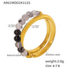 Wholesale Women's Double Layer Natural Stone Beaded Ring 316L Stainless Steel 18K Gold Plated Geometric Style