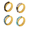 Wholesale Women's Double Layer Natural Stone Beaded Ring 316L Stainless Steel 18K Gold Plated Geometric Style