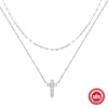 Wholesale Women's Double Layer Overlapped Cross And Diamondencrusted Double Tile Chain Necklace In S925 Sterling Silver With Electroplating