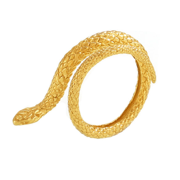Wholesale Women's Double Layer Snake Ring 316L Stainless Steel 18K Gold Plated Geometric Animal Zodiac Hand Jewelry