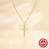 Wholesale Women's Double Layer Stacked Cross And Diamond Encrusted Double Pad Chain Necklace In S925 Sterling Silver With Electroplating