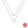 Wholesale Women's Double Layer Stacked S925 Sterling Silver Love Heart Pattern O Chain Necklace With Electroplating